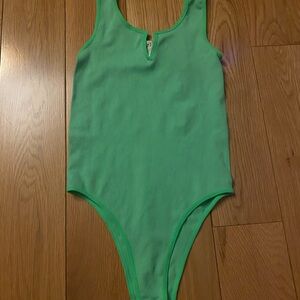 Green Ribbed Bodysuit
